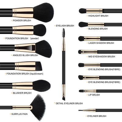 Black Gold Vegan Brush set (15pc) - Image #3