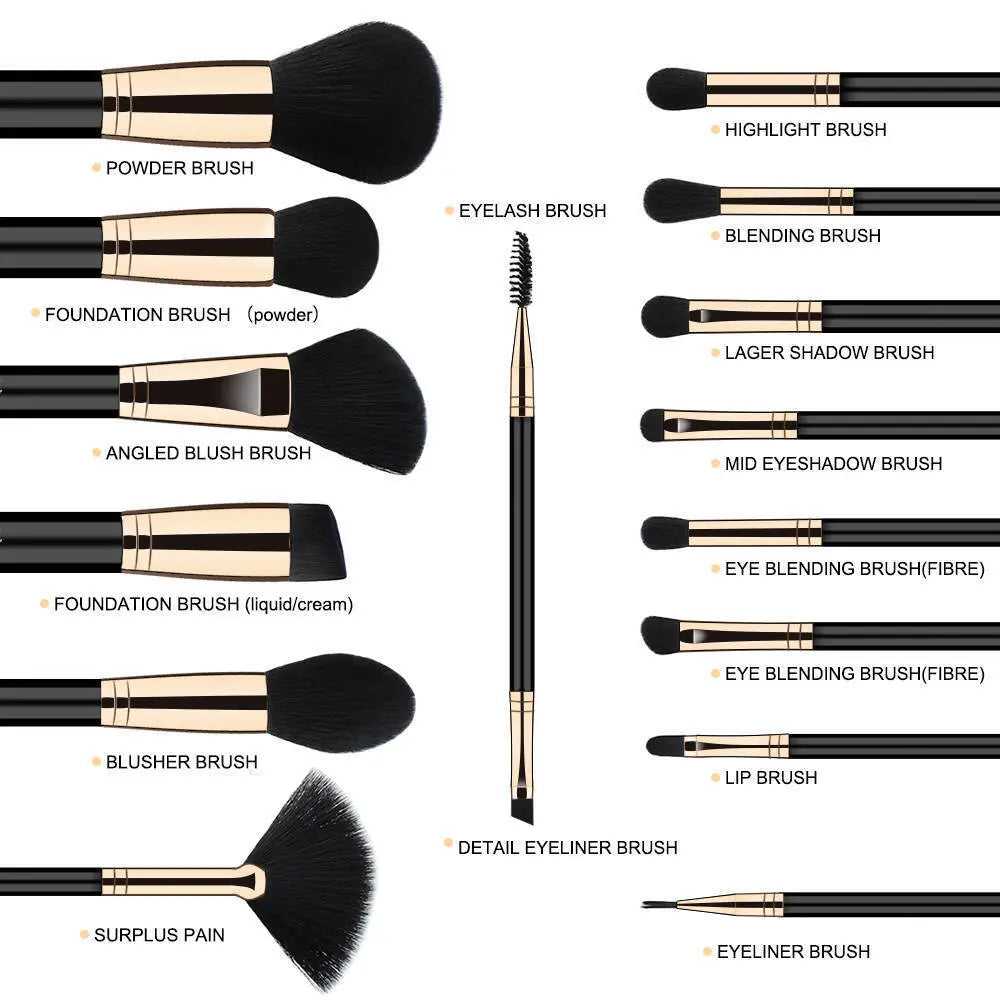 Black Gold Vegan Brush set (15pc) - Image #3
